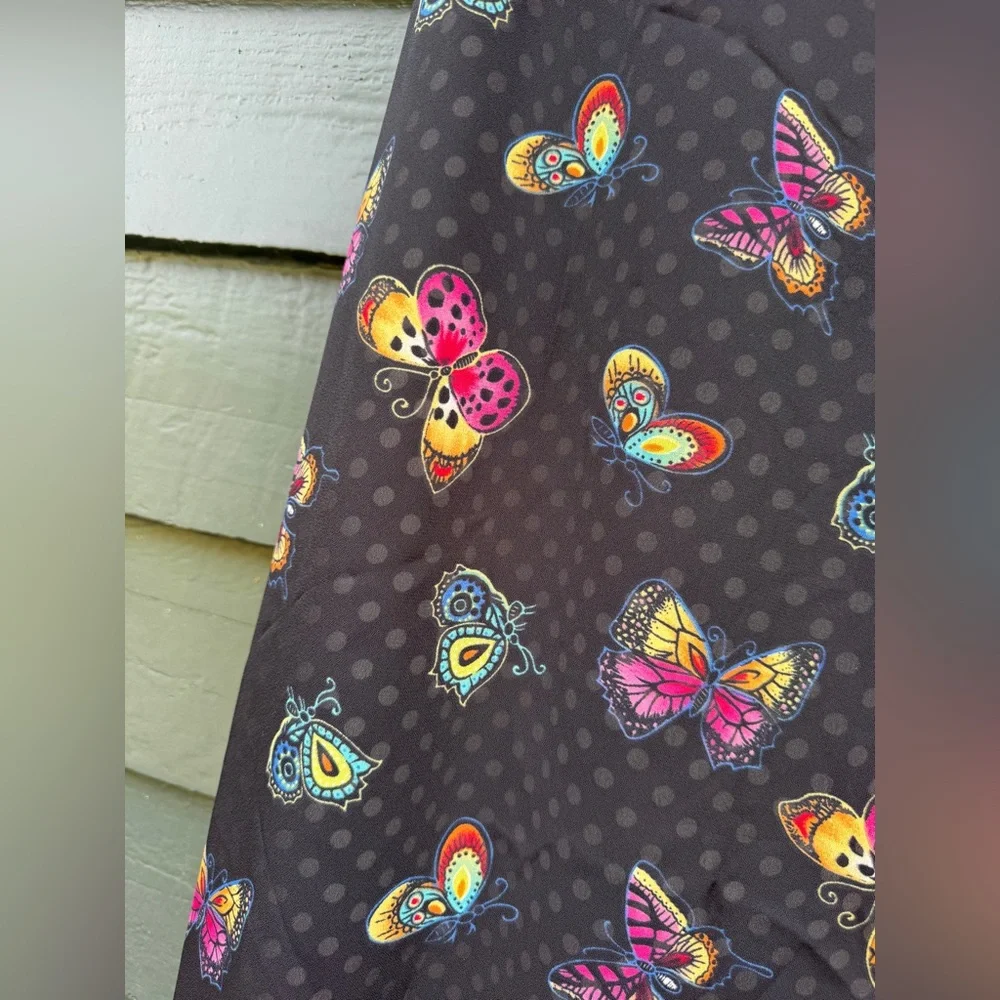 90s Vintage Cynthia Taylor Black & White Polka Dot Buttefly Slip Dress Sz 1X - Picture 3 of 8